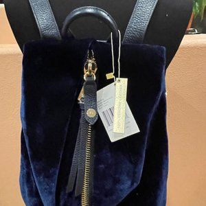 Aimee Kestenberg TAMITHA Backpack with Blue Velvet & Blue Leather - NWT